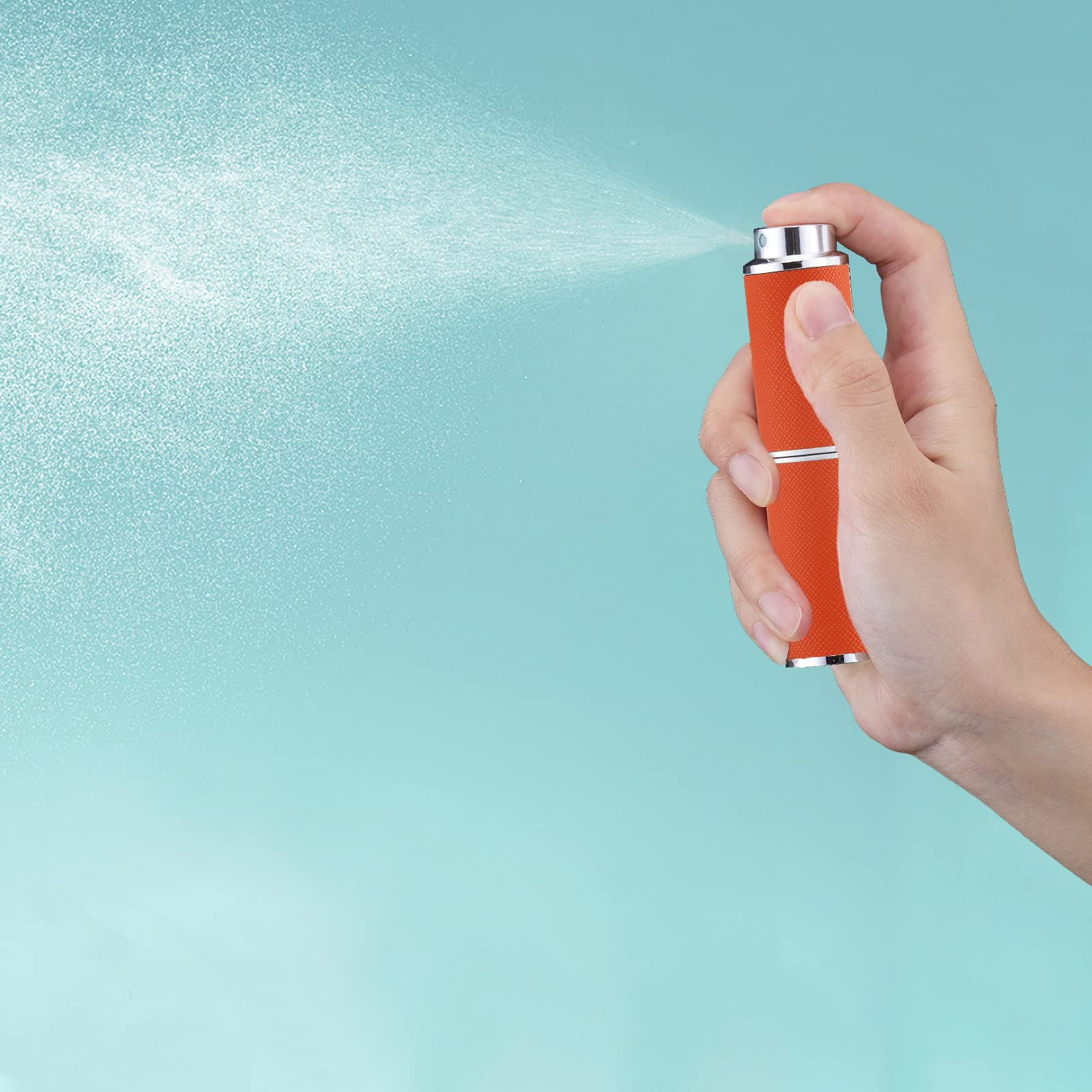 owlyee 8ML Perfume Atomizer, Empty Leather Cologne Spray Bottle, Mini Perfume Sprayer Dispenser for Travel (1PCS, Orange)